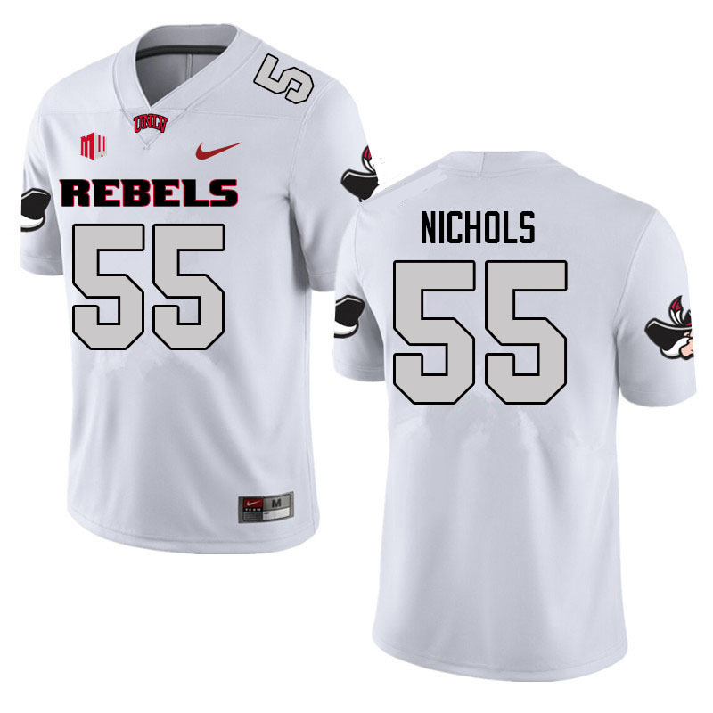 Men #55 Preston Nichols UNLV Rebels College Football Jerseys Sale-White - Click Image to Close